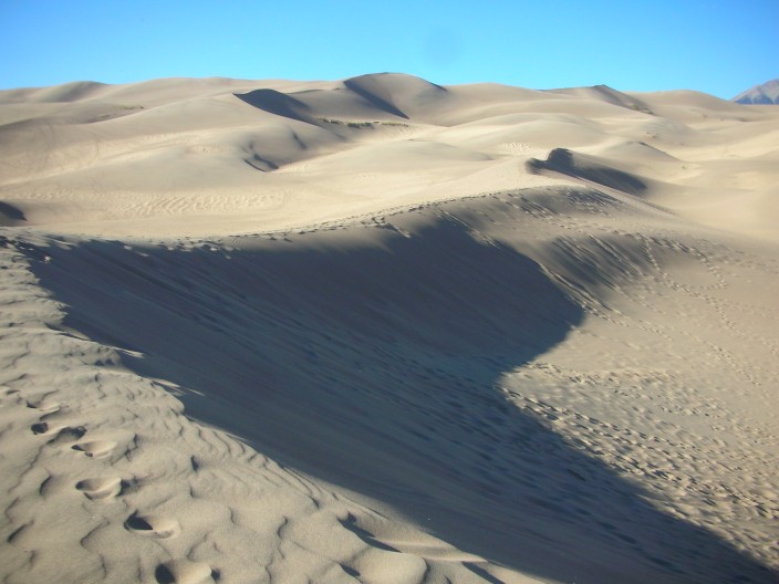 Footprints in the dunes, Great Sand Dunes National Park in Colorado